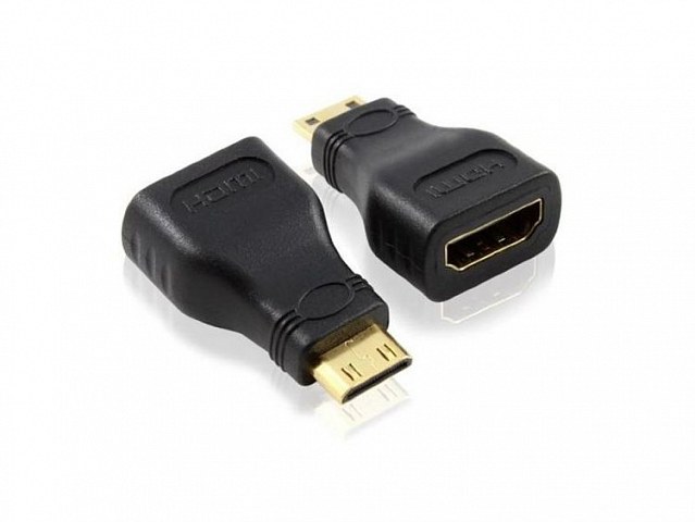 Переходник MINI HDMI "шт" - HDMI "гн" пластик "позолоченный"