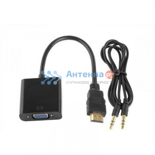 Видеоконвертер вход HDMI выход VGA + AUX черный