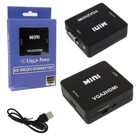 Видеоконвертер вход VGA гн + AUX - выход HDMI гн